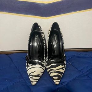 Black and white zebra print heels